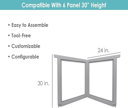 Front Row Clear Plastic Dog Playpen - 6-Panel, 30-inch Height, Durable Indoor/Outdoor Pet Fence, Easy Assembly, Foldable, Small to Medium Dogs and Puppies (Ash Gray, 30", 2)