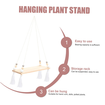 EXQUIMEUBLE Home Hanging Rack Creative Cotton Rope Plant Display Board for Indoor Outdoor Decor for Flowerpot Storage Room Bedroom Kitchen and Garden