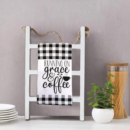 Joy Choice 16" Farmhouse Style 3-Tier Blanket Rack - Wall Hanging, Mini Ladder, Towel Rack for Bathroom, Living Room & Kitchen (White)