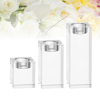 Cabilock Crystal Candlestick Cube Candle Holder Tealight Candle Holder Home Table Decor Romantic Table Centerpiece Ornament 1.96X1.96X3.14In