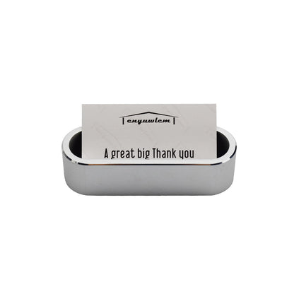 enyuwlcm Metal Desktop Card Holder for Desk Stylish Aluminum Alloy Business Card Display Stand for Men Office Silver 1 Pack