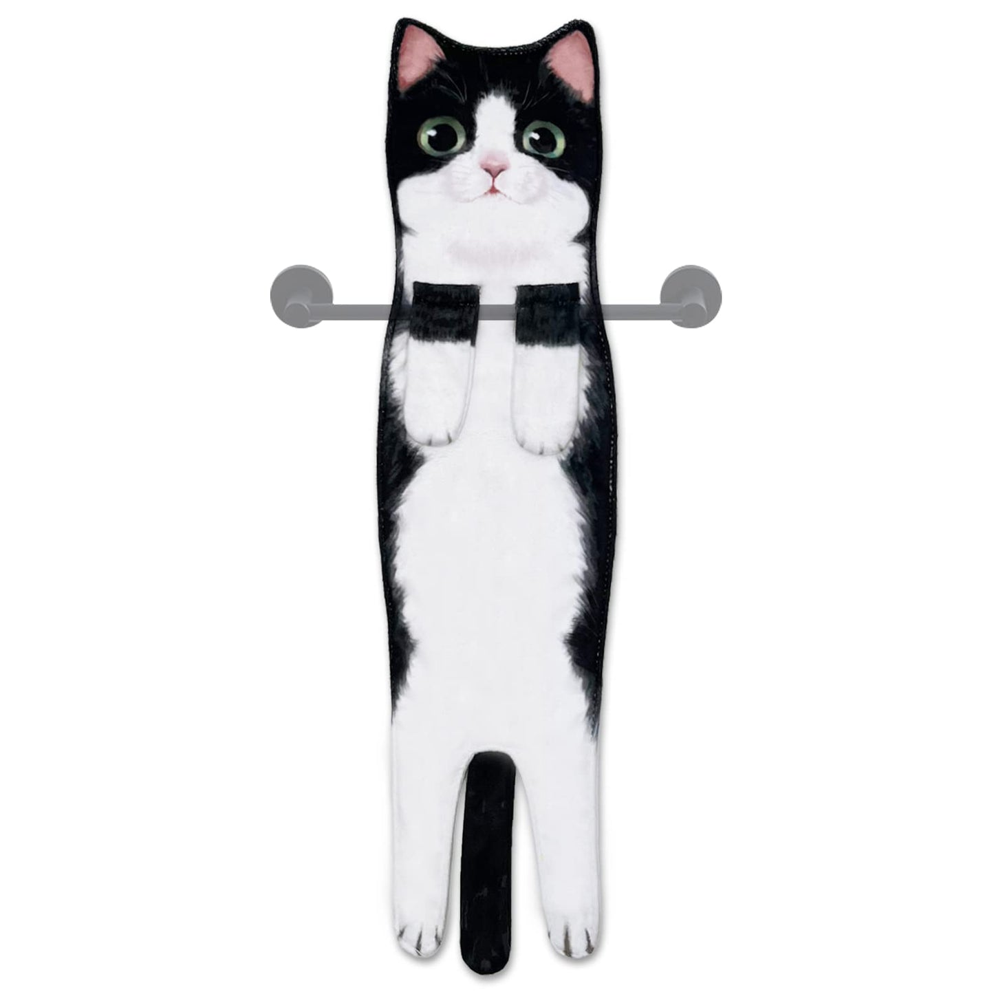 Hawgiman Hand Towels for Bathroom Kitchen,Cute Cat Quick-Dry Hanging Hand Towels Decorative for Bathroom Face Towels,Funny Gifts for Cat Lovers (Black-White)