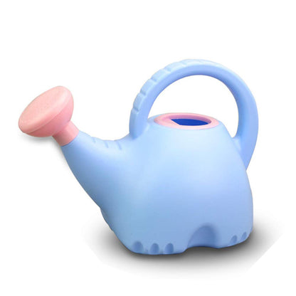 LOYUYU 0.4 Gallon Plastic Watering Can Small Lightweight Cute Indoor Outdoor Garden Plants, Watering Can with Shower Head Elephant: Blue Body Pink Head