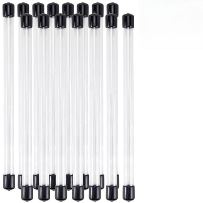 CREATCABIN 15Pcs Incense Stick Storage Tube Clear Tube Container with Sticker Black Lid 8.9 Inch Transparent Clear Column Protector Case Holders for Preserves Incense Aroma Bath Salt Yoga Storage