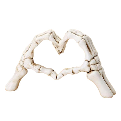 Gothic Skeleton Heart Hands Sculpture 6.3"- Unique Until Death Bone Heart Love Sign -Halloween Home Decor, Gothic Wedding Gift, Shelf Desktop Ornament