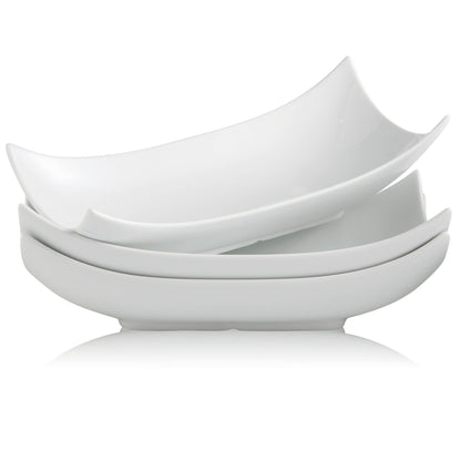 Gomakren Serving Platters Serving Bowls Set Turkey Serving Platter Porcelain Serving Dishes For Entertaining Special Curved Deep Large Father's Day Thanksgiving Dishes Gifts Set of 3 White 12 Inch