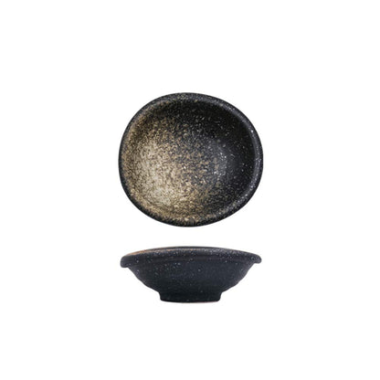Colias Wing 3.5 Inch Retro Style Black&White Stylish Design Multipurpose Porcelain Side Dish Bowl Seasoning Dishes Soy Dipping Sauce Dishes-Set of 5