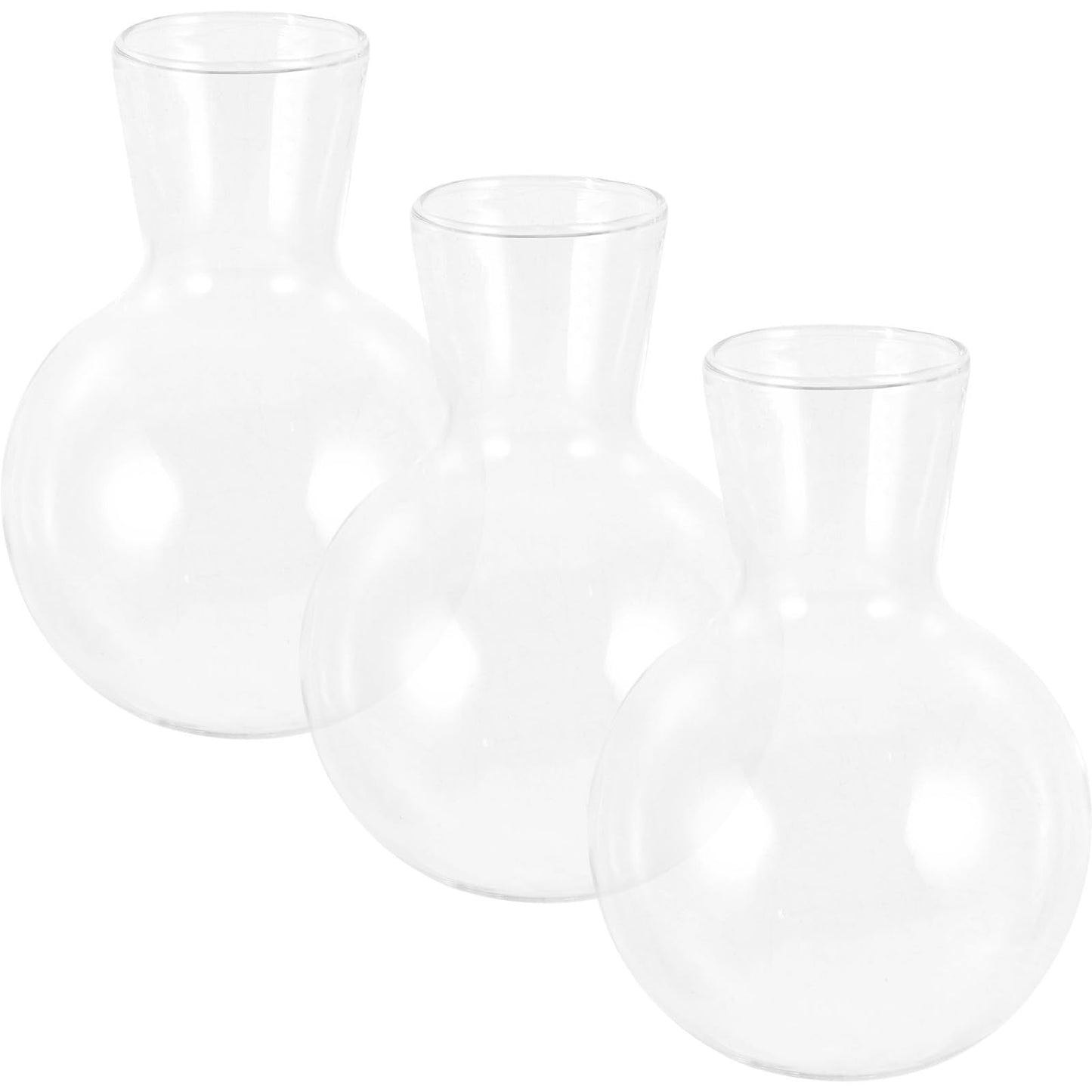Veemoon Glass Flower Vase with Wooden Stand, High Borosilicate Glass Hydroponic Plant Terrarium for Indoor Home Décor and Tabletop Gardening