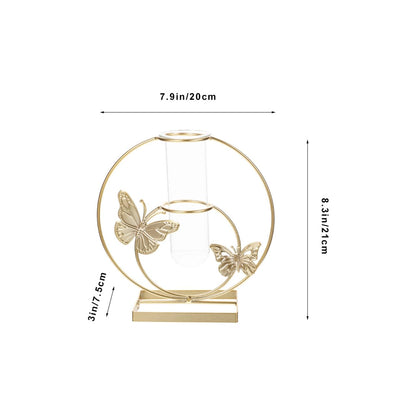 RORPOIR Hydroponic Flower Pot Clear Glass Vase with Butterfly Pattern 8.26X7.87X2.95In Decorative Desktop Planter for Home Wedding Party Centerpiece