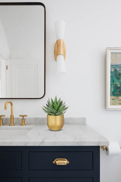 Briful Succulents Plants Artificial for Home Decor, Realistic Potted Fake Agave Plant, Gold Metal Pot, Cute Aloe Maguey Faux Plant, Shelf Tables Decor, Modern Farmhouse Home Kitchen Decorations