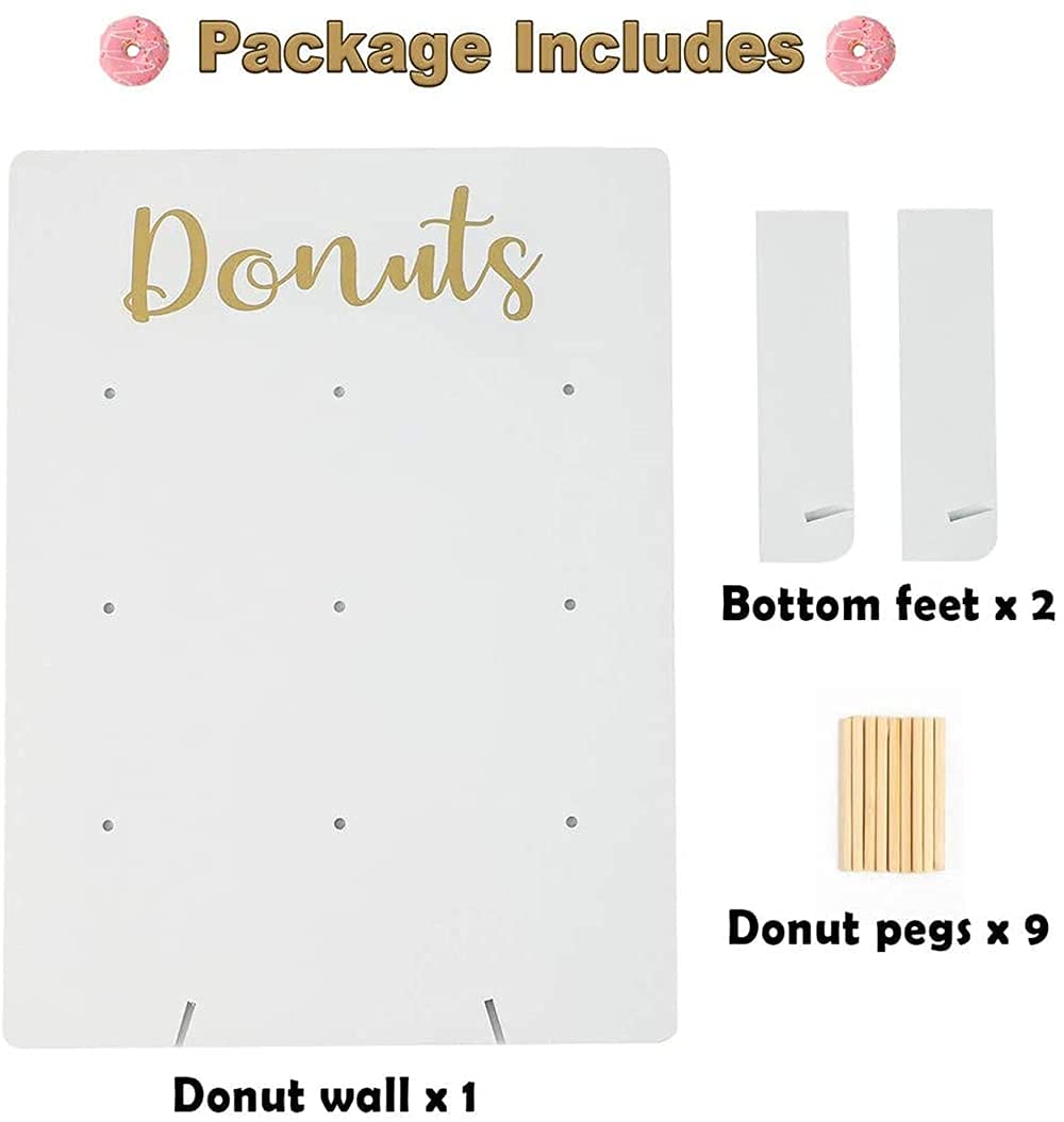 Donut Stand for Party, Wood Donut Bar Display Board Holds 9 Donuts