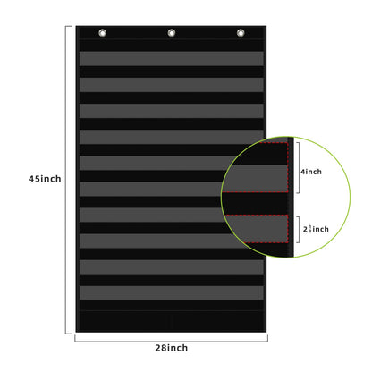 ANCOMEDO Large 10+2 Pockets Standard Pocket Chart, 10 Clear Pockets Words Chart with 2 Extra Storage Pocket for Classroom Home Office Use,Large Size:45”x 28” Letter Cards,Words and Sentence Strips.