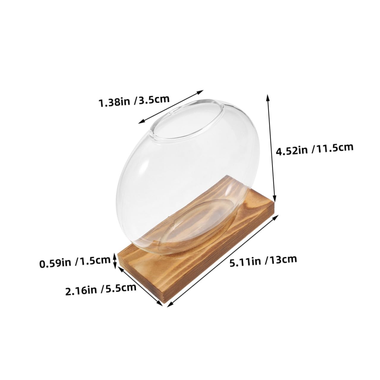 VALICLUD Glass Plant Propagation Station with Wooden Base, Hydroponic Small Glass Vase for Indoor Plants, 2pcs Terrarium for Home and Office Décor