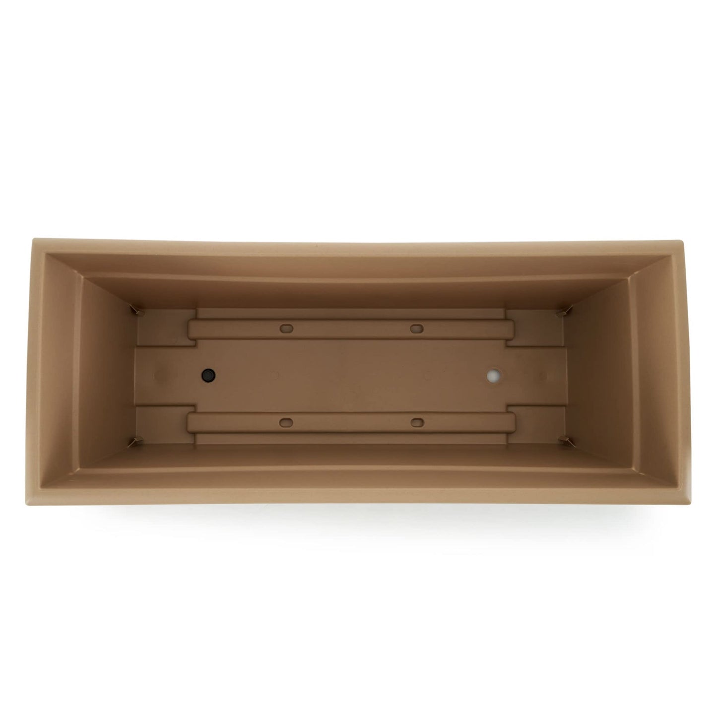 The HC Companies 28 Inch Romana Planter Box with Drainage Plug, Lightweight UV-Resistant Plastic Outdoor Planters, 1-Pack Flower Box for Garden, Patio, Balcony, and Fence, Sandstone