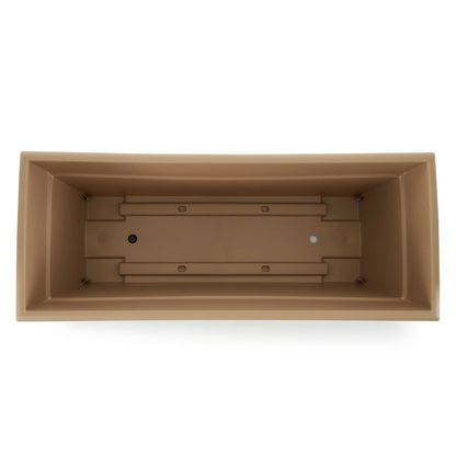 The HC Companies 28 Inch Romana Planter Box with Drainage Plug, Lightweight UV-Resistant Plastic Outdoor Planters, 1-Pack Flower Box for Garden, Patio, Balcony, and Fence, Sandstone