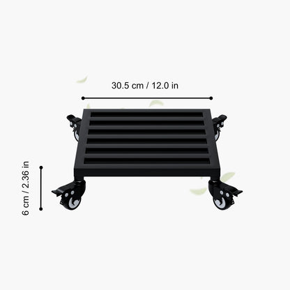 Zhongma 2 Pack 12" x12"x 3.5"H Square Plant Caddy with Wheels, Fully Assembled, Heavy Duty Construction, 300 Lbs Capacity, Load-Bearing Wheels with Brakes, No Installation Required