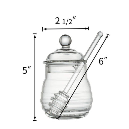 Mkouo Honey Jar with Honey Spoon for Serving Honey and Syrup, 9 Ounce/255 ml