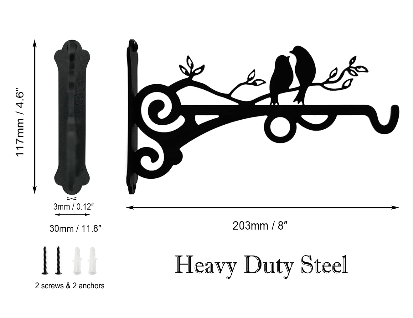 Qktxktzy Multipurpose Hanging Basket Plant Brackets Outdoor Indoor, Heavy Duty Solid Steel Plant Hangers, Wall Mounted Lantern Hooks for Garden Plants Flower Light Bird Feeder Pack of 2