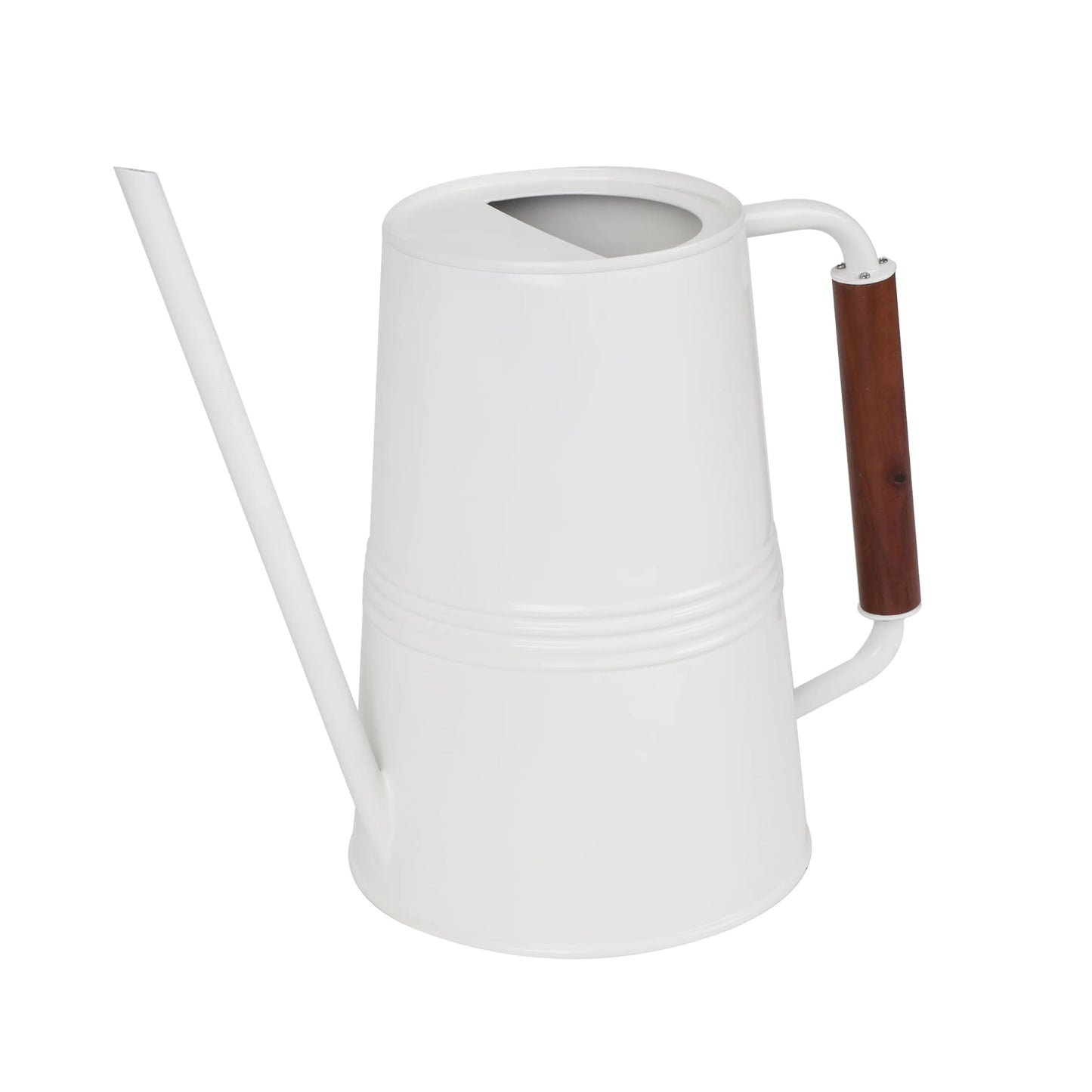 CLMSTE Metal Watering Can with Long Spout & Wooden Grip Handle,1 Gallon,White