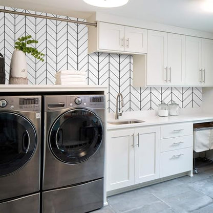 LXCREAT Black and White Peel and Stick Wallpaper for Laundry Forgiving Removable Stripes Contact Paper 17.71" X 118" Self Stick Wall Paper Peel and Modern Vinyl for Bedroom