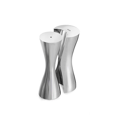 nambe Hug Salt & Pepper Shakers | 2-Piece Set | Kitchen Tool | Salt Sugar Spice Pepper Seasoning Bottle for Table, RV, Camp, BBQ | 1-Ounce | Made of Metal Alloy | Designed by Karim Rashid