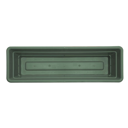 Bloem Dura Cotta 24" Plastic Window Box Planter with Saucer Tray: Indoor/Outdoor, for Windowsill, Ledge, & Tabletop, Basil