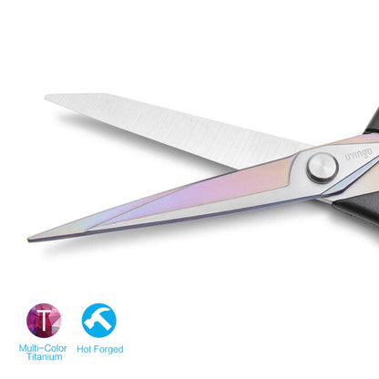 LIVINGO 2 Pack Premium Tailor Scissors Heavy Duty Multi-Purpose Titanium Coating Forged Stainless Steel Sewing Fabric Leather Dressmaking Comfort Grip Shears Professional Crafting (8.5 & 9.5INCH)