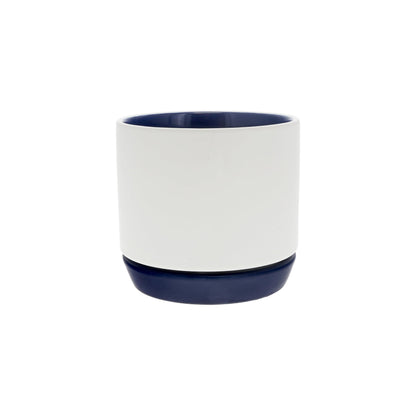 Pavilion Gift Company - Mom - Planter with Attached Dish, Ceramic Planter with Drainage Hole, Succulent Orchid Flower Pot, Unique, 1 Count (Pack of 1), 4.75 x 4.25 inches