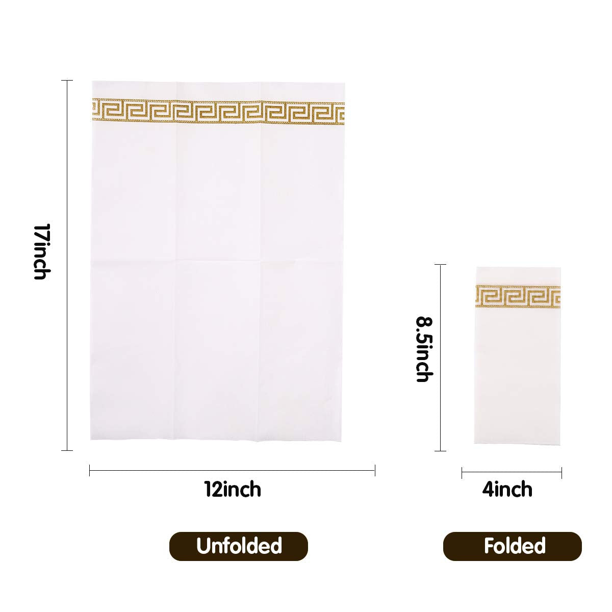 Vplus 200 PACK Guest Towels Disposable Bathroom, Decorative Bathroom Napkins, Soft and Absorbent Disposable Dinner Napkins Cloth Like for Kitchen, Parties, Weddings, Christmas Party（Gold)