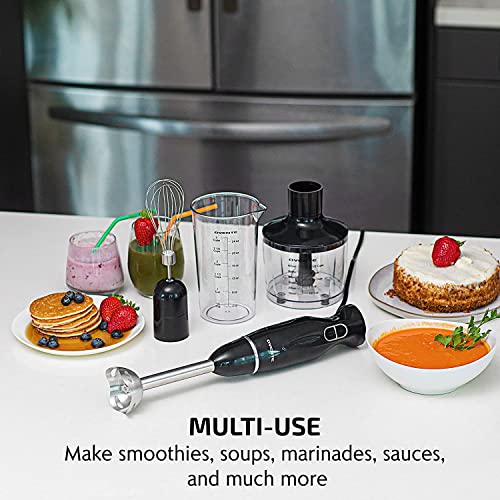 OVENTE Immersion Hand Blender, 300W Electric Handheld Portable Stick Mixer with 2 Mixing Speed and Stainless Steel Blades for Effortless Blending Smoothies, Shakes, Puree or Baby Food, Red HS560R