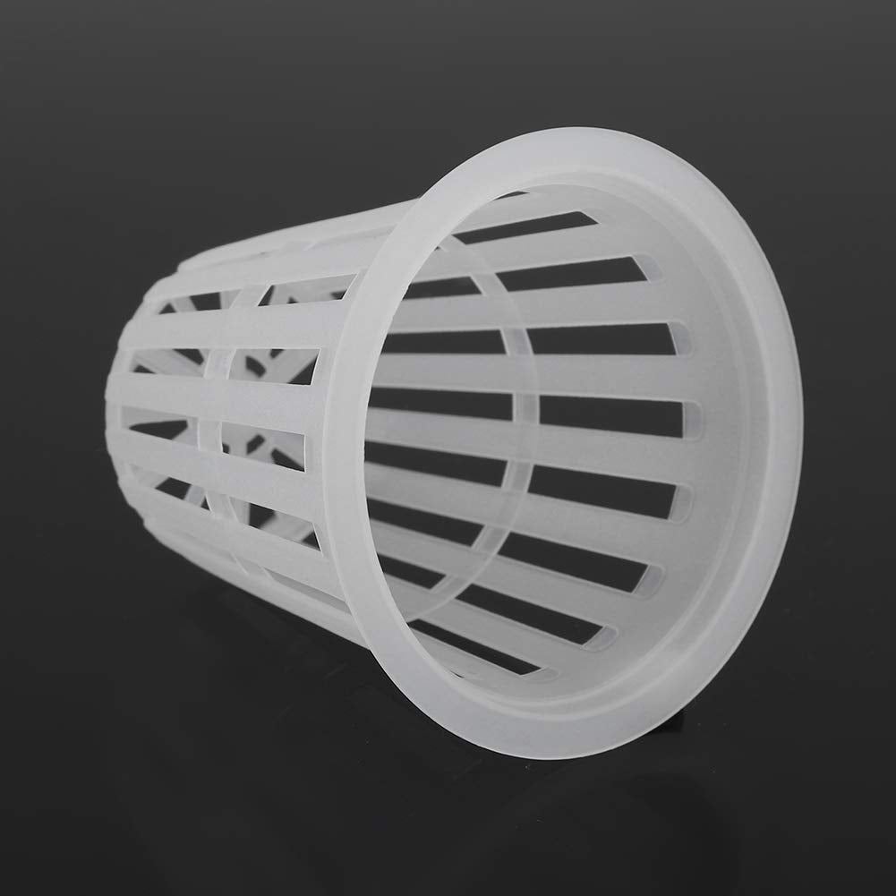 EBTOOLS 10pcs/Set 2 Inch Hydroponic Basket Cup, Durable Safe Plastic Hydroponic Slotted Mesh Cups Round Garden Net Pots for Garden Hydroponics Containers Balcony Planting (White)