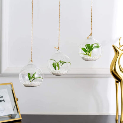 Hanging Glass Terrarium Globe Tea Light Candle Holder Succulents Vase Hanger for Home Wedding Party Indoor Outdoor Decor Glass Terrariums for Plants Wall
