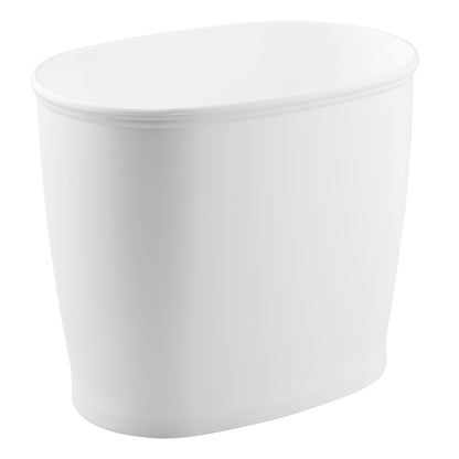 iDesign Slim Plastic Bathroom Trash Can, Small Garbage Bin for Bedroom, Office, Desk, Dorm, White