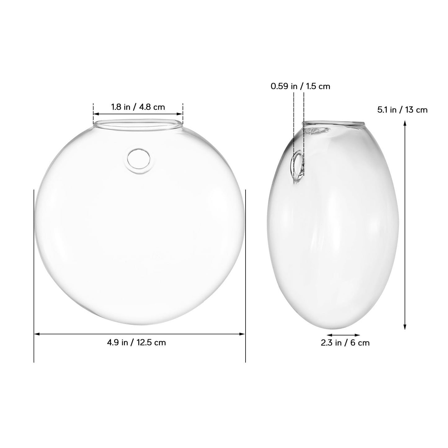 DOITOOL Wall Mounted Glass Vase for Hydroponics Plants, 4pcs Flat Bubble Hanging Terrarium Holders, Indoor Decorative Flower Containers for Wedding Centerpieces and Home Décor