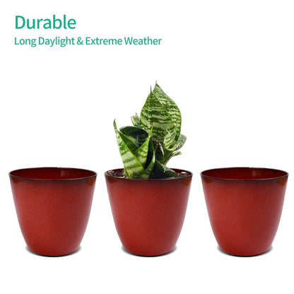 RICH ATLAS 3Pack Plant Pots Durable Decorative Flower Pots,6 Inch Planter Set for Indoor and Outdoor Plants,Flowers,Succulents (Red)