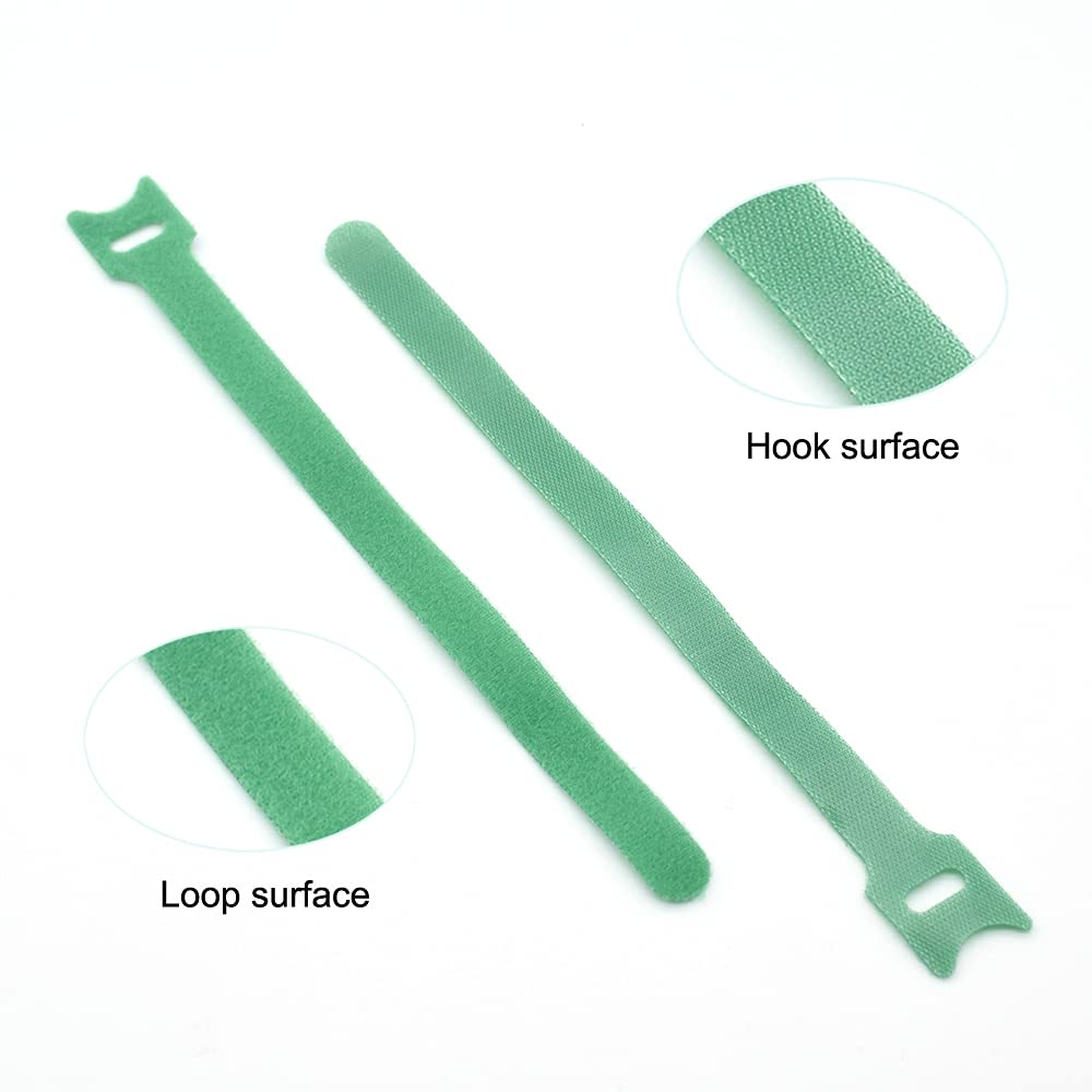 Hook＆Loop Garden Plant Cable Ties, Adjustable Garden Nylon Ties for Supporting Plant and Vines, Multi-Functional Ties(100 Pcs, 8 Inch, Green)
