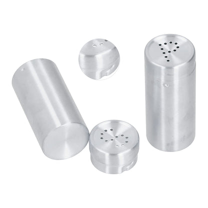 Salt Seasoning Bottle 2 Pcs Condiment Pots, Stainless Steel Jar Shakers Kitchen Container Tool, 1.5x1.5x3.4in 6.8oz Seasoning Shaker for Salt Cinnamon (Stainless