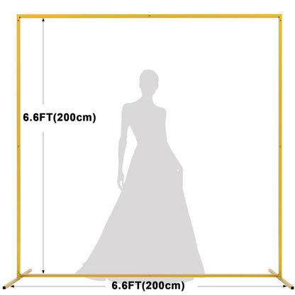 Asee'm 6.6FTx6.6FT Gold Wedding Arch Backdrop Stand Square Metal Rectangular Arch Frame for Ceremony Party Birthday Bridal Baby Shower Anniversary Arbor Balloon Decoration