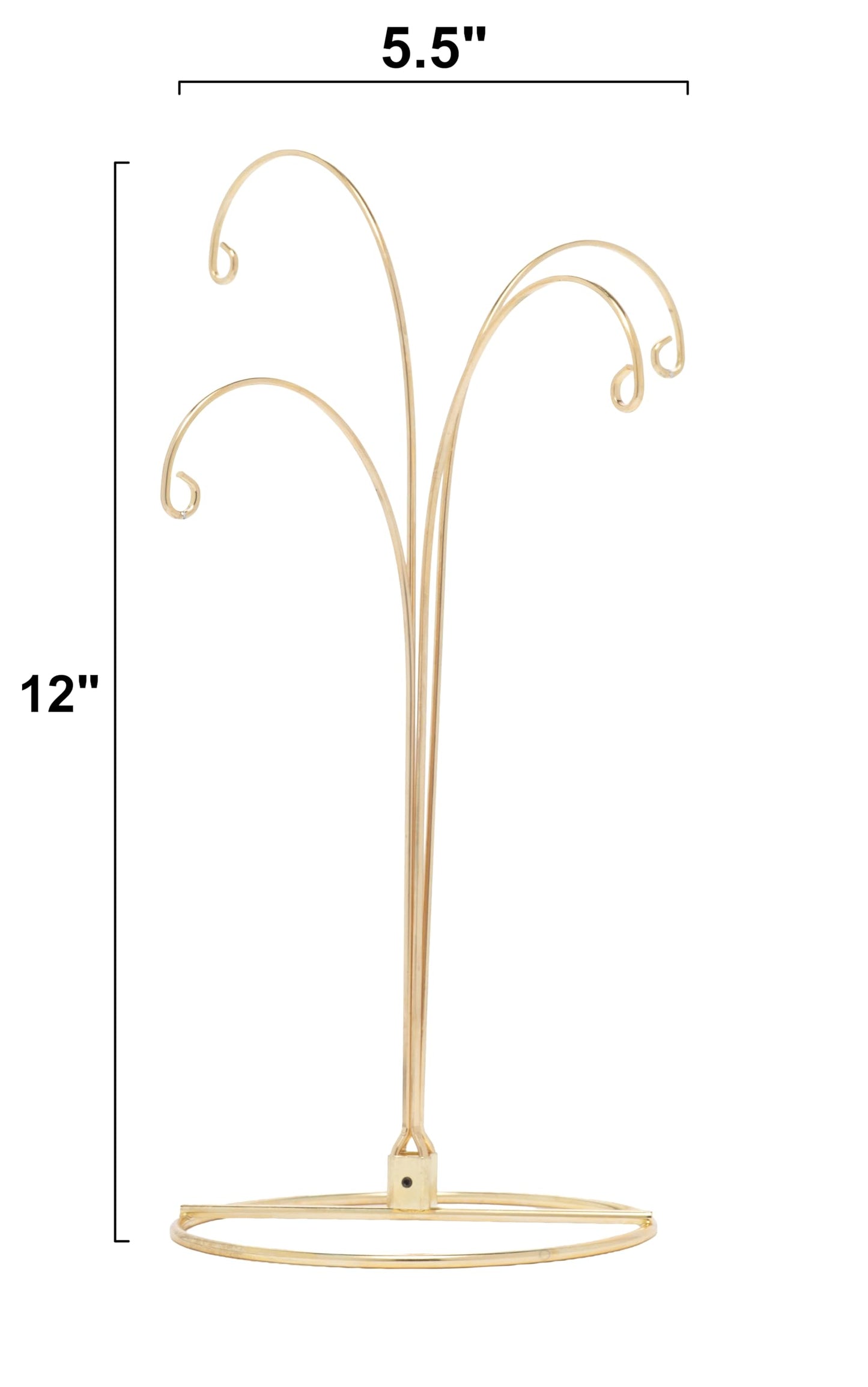 Creative Hobbies 2 Pack of Metal Ornament Display Stands – 12″ Tall with Four Hooks at Varying Heights for Christmas Ornaments and Keepsakes (Gold)
