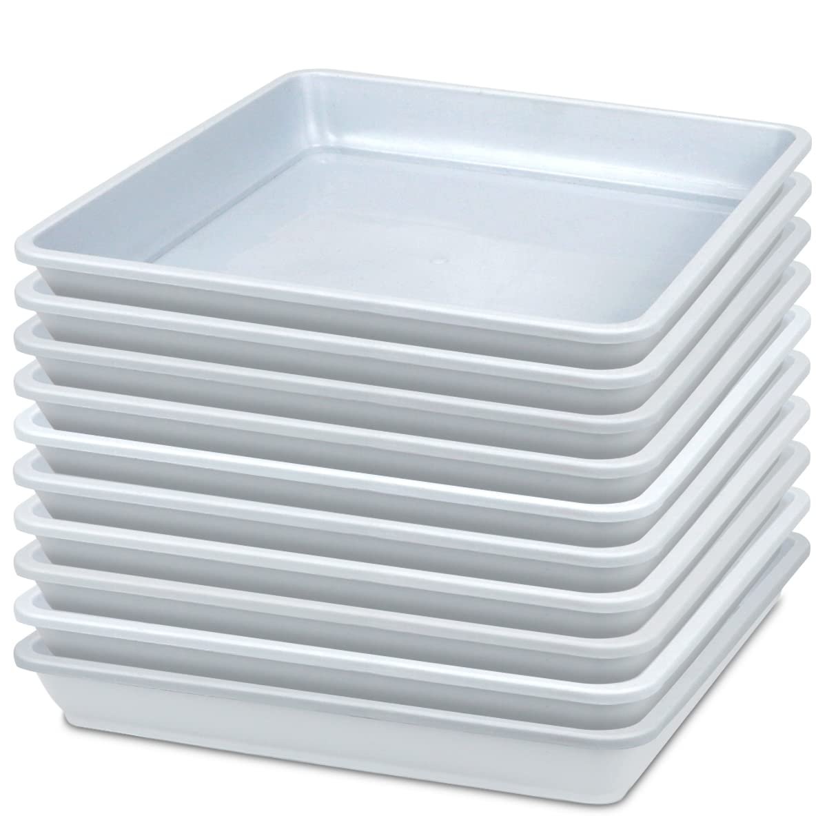 LNQ LUNIQI 10 Pcs 6 Inches Square Plastic Plant Saucer Flower Pot Bottom Seat Flower Pot Tray Thick Plastic Drip Tray for Garden Potted Water Drips and Soil （White）