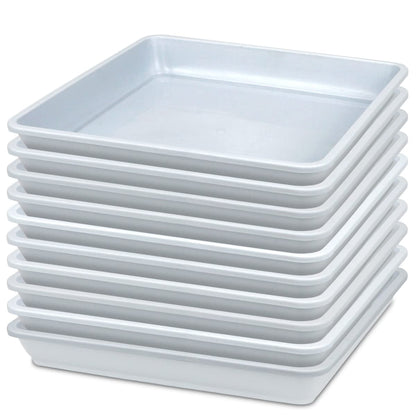 LNQ LUNIQI 10 Pcs 6 Inches Square Plastic Plant Saucer Flower Pot Bottom Seat Flower Pot Tray Thick Plastic Drip Tray for Garden Potted Water Drips and Soil （White）