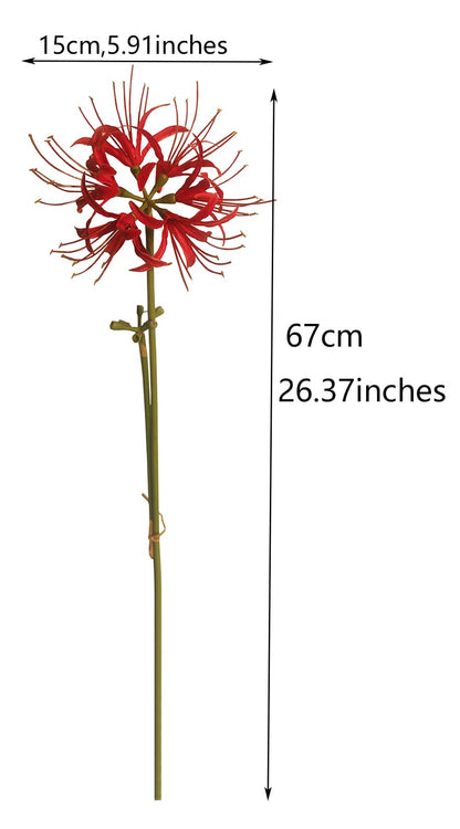 Calcifer 3 Stems Red Spider Lilies Artificial Flowers Lycoris Bulbs (Red)
