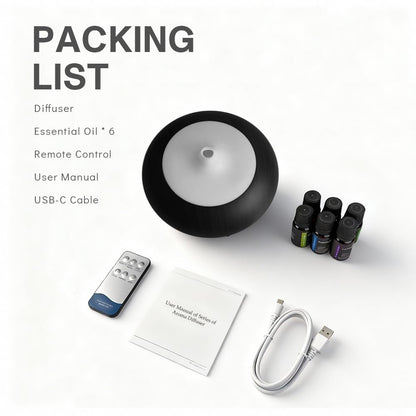 550ml Large Capacity Essential Oil Diffuser with 6 Essential Oil Set, Aromatherapy Ultrasonic Air Humidifier with Timer Setting, 7 Color LED Night Light and Waterless Auto-Off Functions for Home, Spa