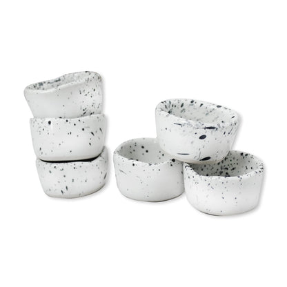 roro Ceramic Stoneware Mini Pinch Bowls Set of 6, Hand-Molded Artisanal Glossy Speckled White, Salt Pepper Spices and Seasoning - Cute and Elegant Kitchen Addition