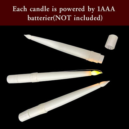 xunhuimemory 12 Pcs Floating Candles with Wand, LED Flickering Warm Light Magic Deco Candle, Flameless Taper Candles Battery Operated for Halloween Party Decor with Wand Remote Candle Wand Remote