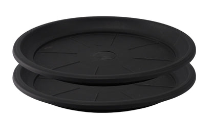 Sapphire USA 11" Decorative Heavy Duty Tray/Saucer (2 Pack) Pot/Planter Base for Indoor/Outdoor Decor (11 inches, Black)