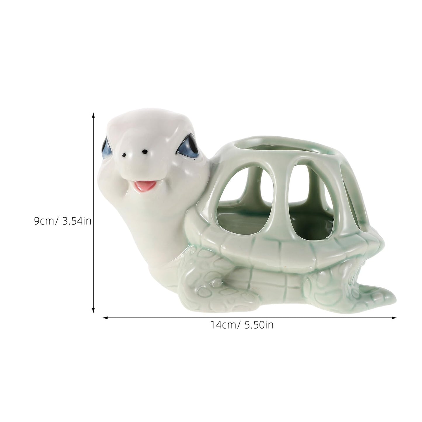 Sewroro Hand-Painted Ceramic Turtle Succulent Planter Pot for Indoor Desktop Garden, Small Animal Flower Pot with Drainage Hole, Decorative Kawaii Animal Flower Holder