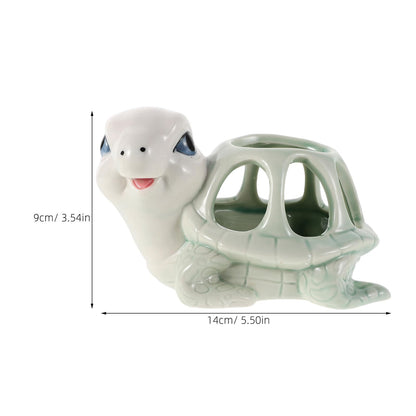 Sewroro Hand-Painted Ceramic Turtle Succulent Planter Pot for Indoor Desktop Garden, Small Animal Flower Pot with Drainage Hole, Decorative Kawaii Animal Flower Holder