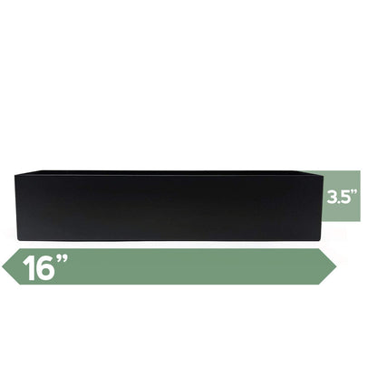 Buhbo Modern Steel Trough Rectangle Planter 16 inch, Black