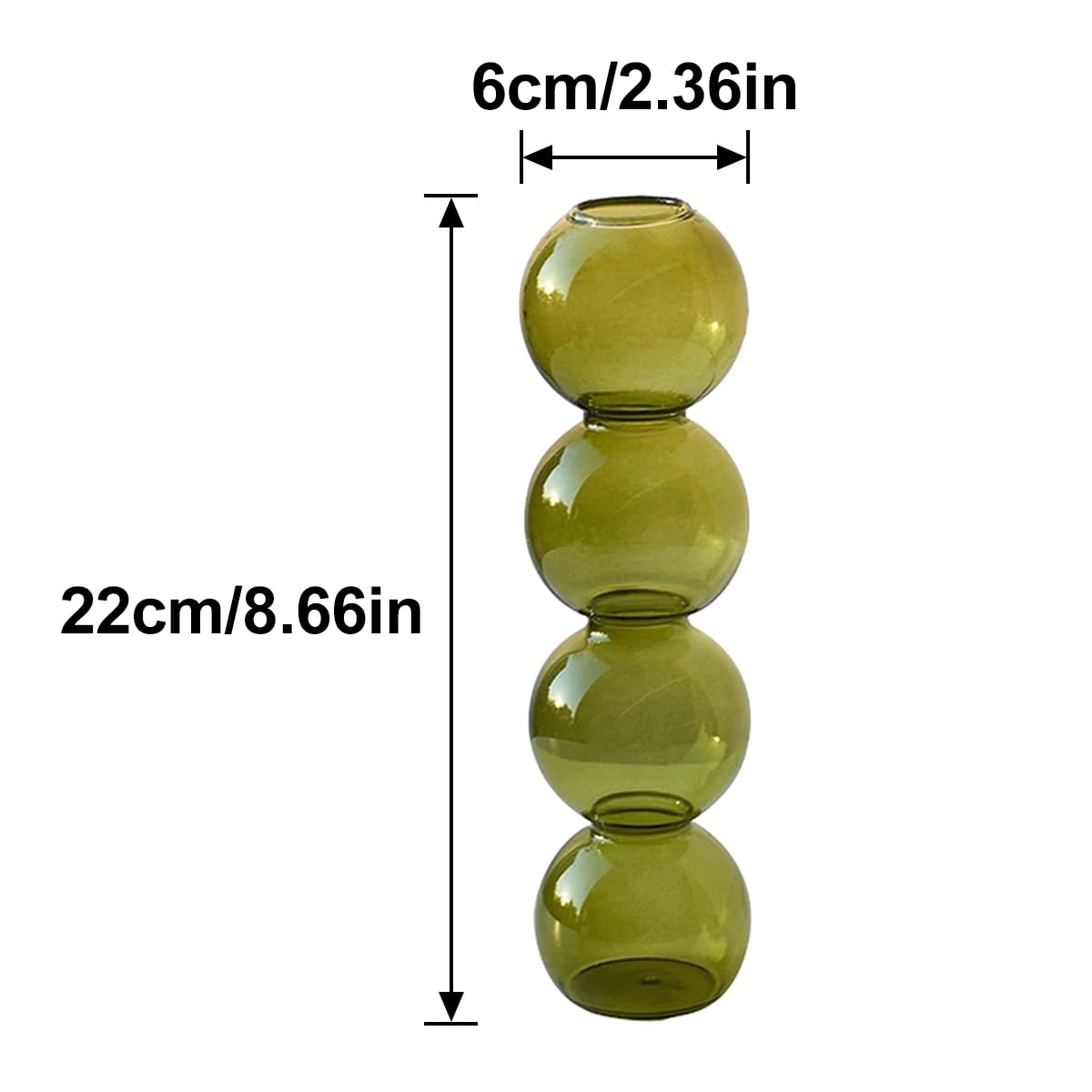 LKXHarleya Aesthetic Ball Aesthetic Decorative Vase, Glass Bubble Vases Ball Bud Vase for Centerpieces, Flower Arrangement, 2.36 x 8.66 Inch, Green